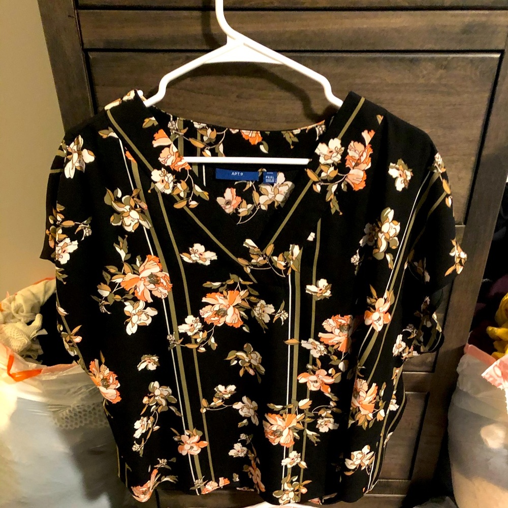 Apt 9 XXL petite pullover top black and coral NWOT